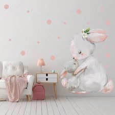 Naklejka na ścianę dla dzieci króliczek z mamusią M