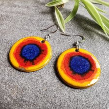 Kolczyki ceramiczne koła kolorowe słoneczne