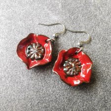 Kolczyki ceramiczne kwiaty czerwone