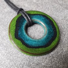 Naszyjnik ceramiczny donut turkusowo-zielony