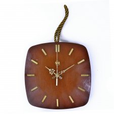 Drewniany, modernistyczny zegar ścienny Halle, Niemcy lata 60.