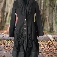 Wysokiej jakości płaszcz damski marki premium HIGH – czarny, ciemno szary – rozmiar S/XS
