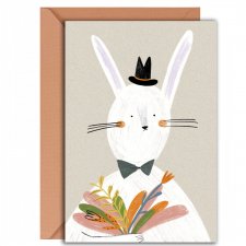 kartka okolicznościowa królik w kapeluszu + koperta
