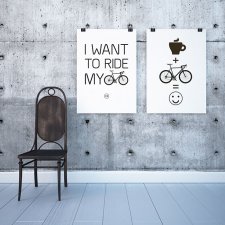 2 plakaty format A3, rowerowa pasja + kawa