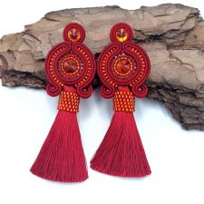 "Otono" wiśniowe kolczyki sutasz z chwostem