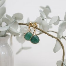 Delikatne kolczyki pozłacane z Naturalnym Jadeitem