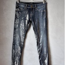 Granatowe jeansy z połyskiem włoskie S