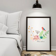 plakat. kwiaty i ptaki (format A3)