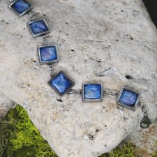 Stalowa bransoletka z kosmicznym malowanym szkłem / #00016