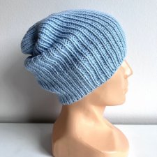 Czapka wełniana NANA 100% Baby Merino 11 Błękitny Stalowy - od ręki