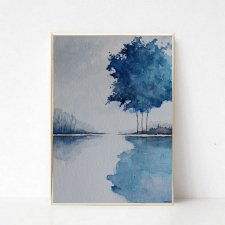 Niebieskie drzewa  -akwarela