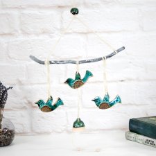 Ceramiczne ptaki w locie - boho dekoracja ścienna