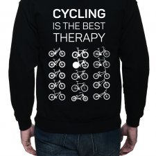 Bluza z kapturem, rozpinana. Cycling is the best therapy | dwustr. nadruk