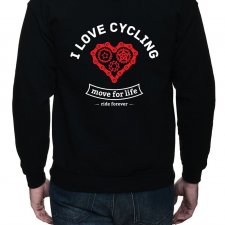 Bluza z kapturem, rozpinana. I love cycling | dwustr. nadruk