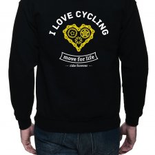 Bluza z kapturem, rozpinana. I love cycling | dwustr. nadruk