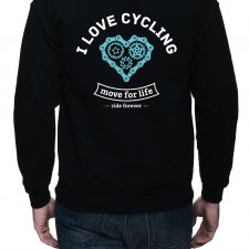 Bluza z kapturem, rozpinana. I love cycling | dwustr. nadruk