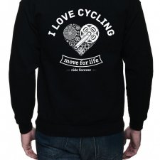 Bluza z kapturem, rozpinana. I love cycling | dwustr. nadruk