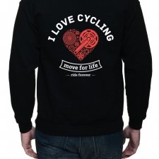 Bluza z kapturem, rozpinana. I love cycling | dwustr. nadruk