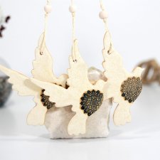 3 duże ceramiczne ptaszki na choinkę - piasek