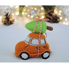 Samochód z choinką - dekoracja świąteczna