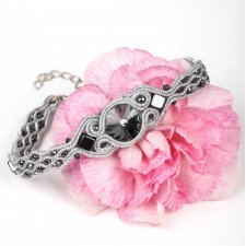 Srebrna bransoletka sutasz z cyrkonią Swarovski i hematytami