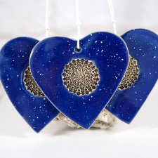 Duże ceramiczne serce ozdoba - gwiazdy