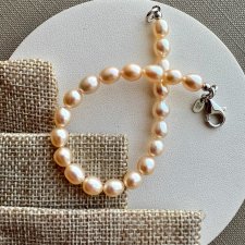 Natural Pink Pearl Luxury Design - Nowoczesna bransoletka ❤ Naturalne perły i srebro 925 ❤ ❤