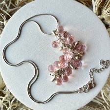 Beautiful Artistic Necklace Rose Quartz & Sterling Silver ❤ Naturalny różowy kwarc i srebro ❤ Naszyjnik