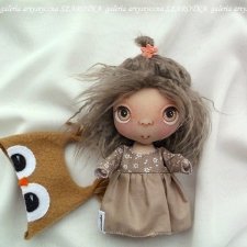 Lala - SOWA, dekoracja tekstylna, OOAK, pocket doll