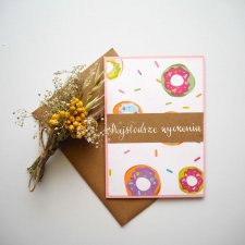 Kartka Handmade Najsłodsze życzenia Pączki