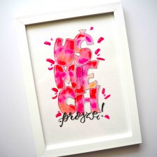 Plakat w ramce oryginał handlettering Uśmiech
