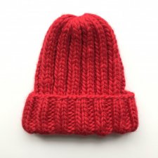 Gruba wełniana czapka beanie 100% wełna handmade