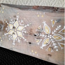 Obraz na Drewnie, Deska Ozdoba Świąteczna Śnieżynka