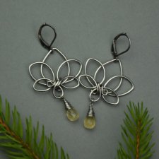 Kolczyki kwiat lotosu cytryn, wire wrapping, stal chirurgiczna