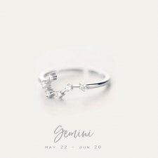 Gemini - konstelacja Bliżniąt srebrny pierścionek
