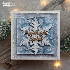 Zimowa świąteczna kartka w odcieniach niebieskiego ze śnieżynka-zestaw