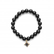 Bransoletka elastyczna Black Stone i Cyrkonie Micro Pave