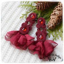 Kolczyki sutasz soutache Baletnice bordowe