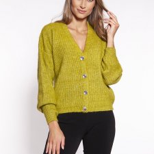 Stylowy, rozpinany sweter - SWE273 jasny zielony MKM