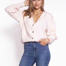 Stylowy, rozpinany sweter - SWE273 róż MKM