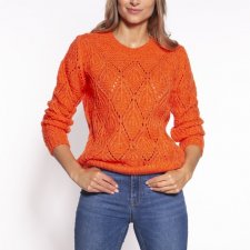 Ażurowa, dzianinowa bluza - SWE266 pomarańcz MKM