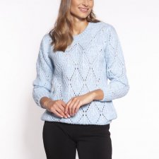 Ażurowa, dzianinowa bluza - SWE266 błękit MKM