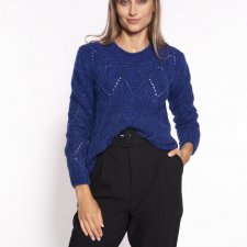 Ażurowa, dzianinowa bluza - SWE266 kobalt MKM