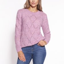 Ażurowa, dzianinowa bluza - SWE266 róż MKM
