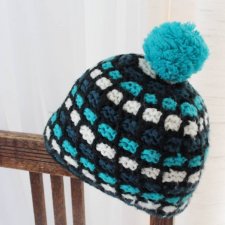 wełna CZAPKA vintage pompon