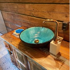 Umywalka Turkusowa 31 cm nablatowa ceramiczna łazienkowa