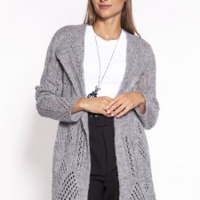 Modny, ażurowy płaszczyk - PA014 szary MKM