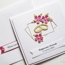 Kartka Ślubna różowo-złocista