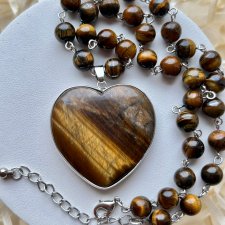 Natural Tiger Eye Heart Modern Necklace ❤ Czar i elegancja z natury ❤ Naszyjnik w miłosnej odsłonie