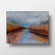 Pejzaż-praca  wykonana pastelami olejnymi